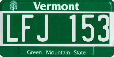 VT license plate LFJ153