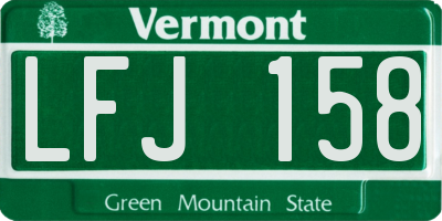 VT license plate LFJ158