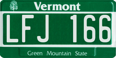 VT license plate LFJ166