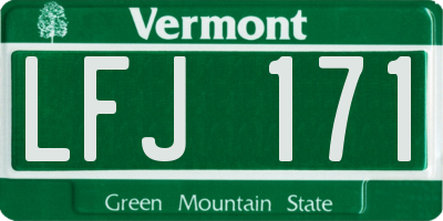 VT license plate LFJ171