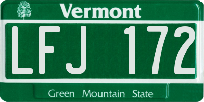 VT license plate LFJ172