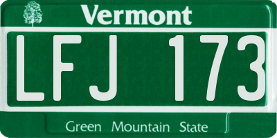 VT license plate LFJ173