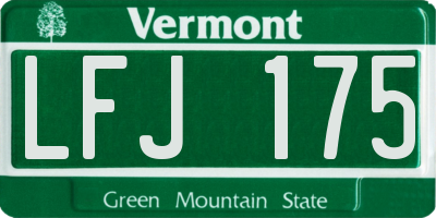 VT license plate LFJ175