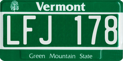 VT license plate LFJ178