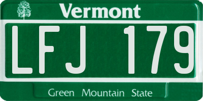 VT license plate LFJ179