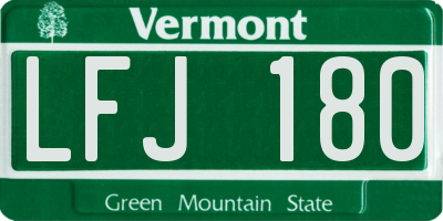 VT license plate LFJ180