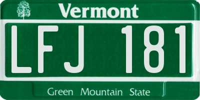 VT license plate LFJ181