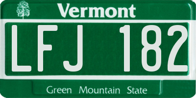 VT license plate LFJ182