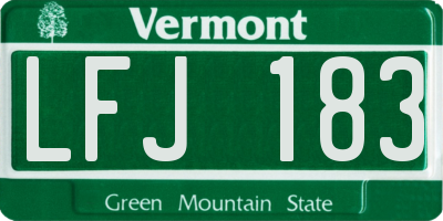 VT license plate LFJ183