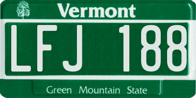 VT license plate LFJ188