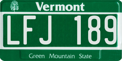 VT license plate LFJ189