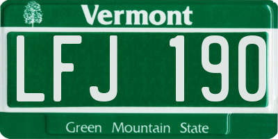 VT license plate LFJ190