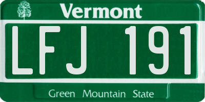 VT license plate LFJ191