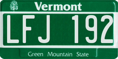 VT license plate LFJ192