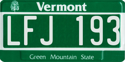 VT license plate LFJ193