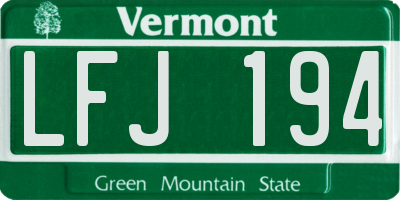 VT license plate LFJ194