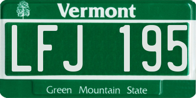 VT license plate LFJ195