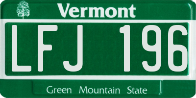 VT license plate LFJ196