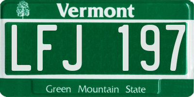 VT license plate LFJ197