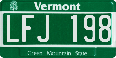 VT license plate LFJ198