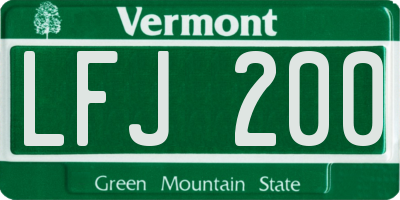 VT license plate LFJ200