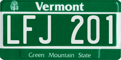 VT license plate LFJ201