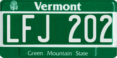 VT license plate LFJ202