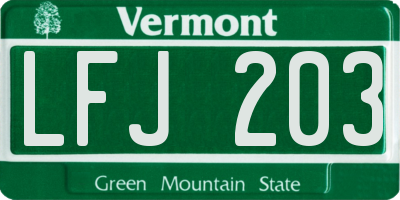 VT license plate LFJ203
