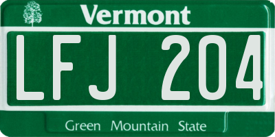 VT license plate LFJ204