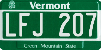 VT license plate LFJ207