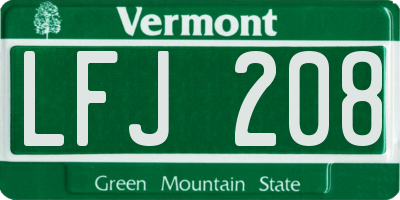 VT license plate LFJ208