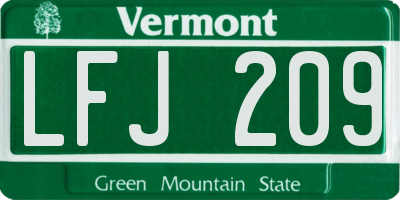 VT license plate LFJ209