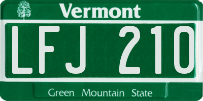 VT license plate LFJ210