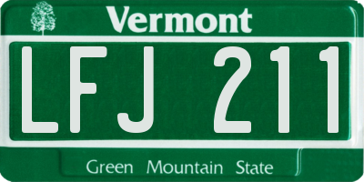VT license plate LFJ211