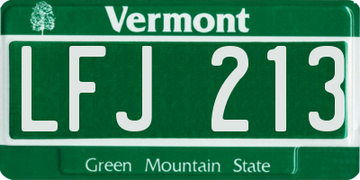 VT license plate LFJ213