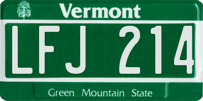 VT license plate LFJ214