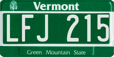 VT license plate LFJ215
