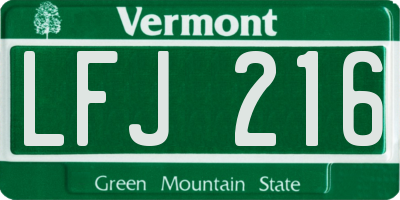 VT license plate LFJ216