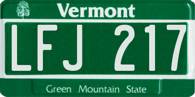 VT license plate LFJ217