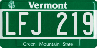 VT license plate LFJ219