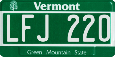 VT license plate LFJ220