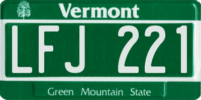 VT license plate LFJ221