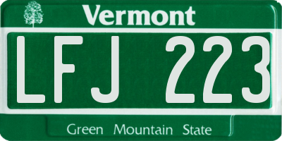 VT license plate LFJ223