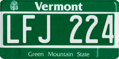 VT license plate LFJ224