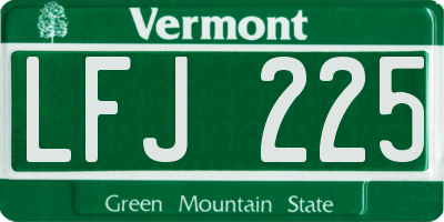 VT license plate LFJ225