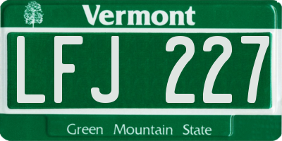 VT license plate LFJ227