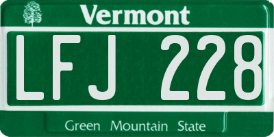 VT license plate LFJ228