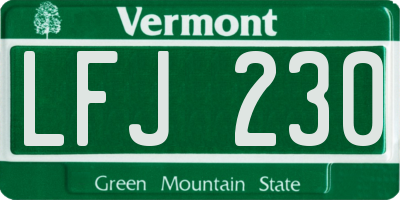 VT license plate LFJ230