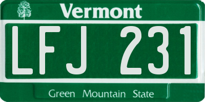 VT license plate LFJ231