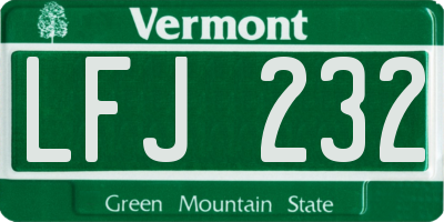 VT license plate LFJ232